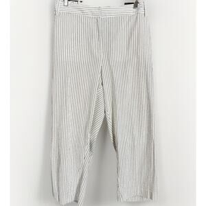 Lands’ End Cropped Pants Capris Sz 26W Mid Rise Slim Leg Costal Preppy Stripe